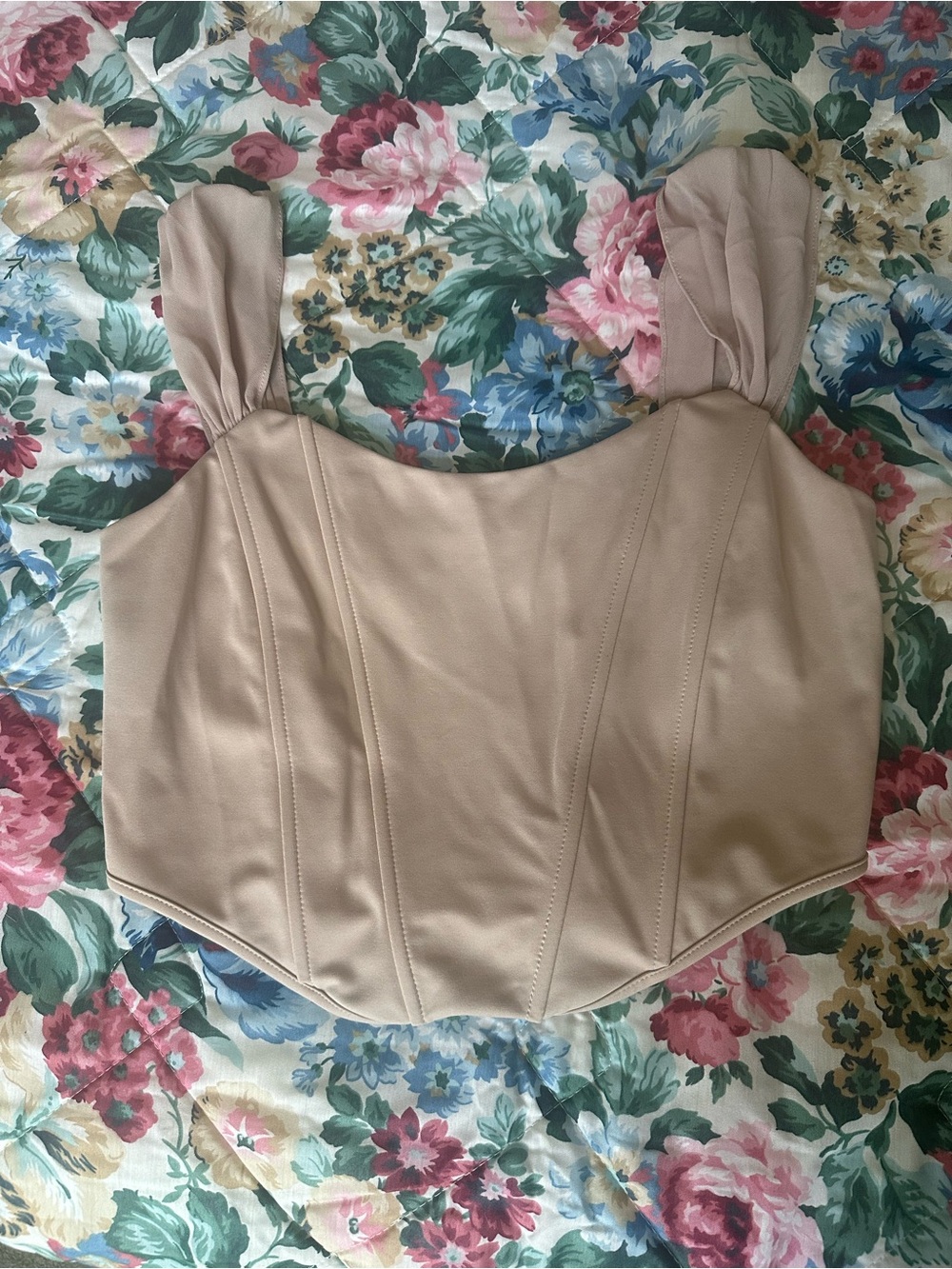 Altar'd State Taupe Structured Corset Crop Top